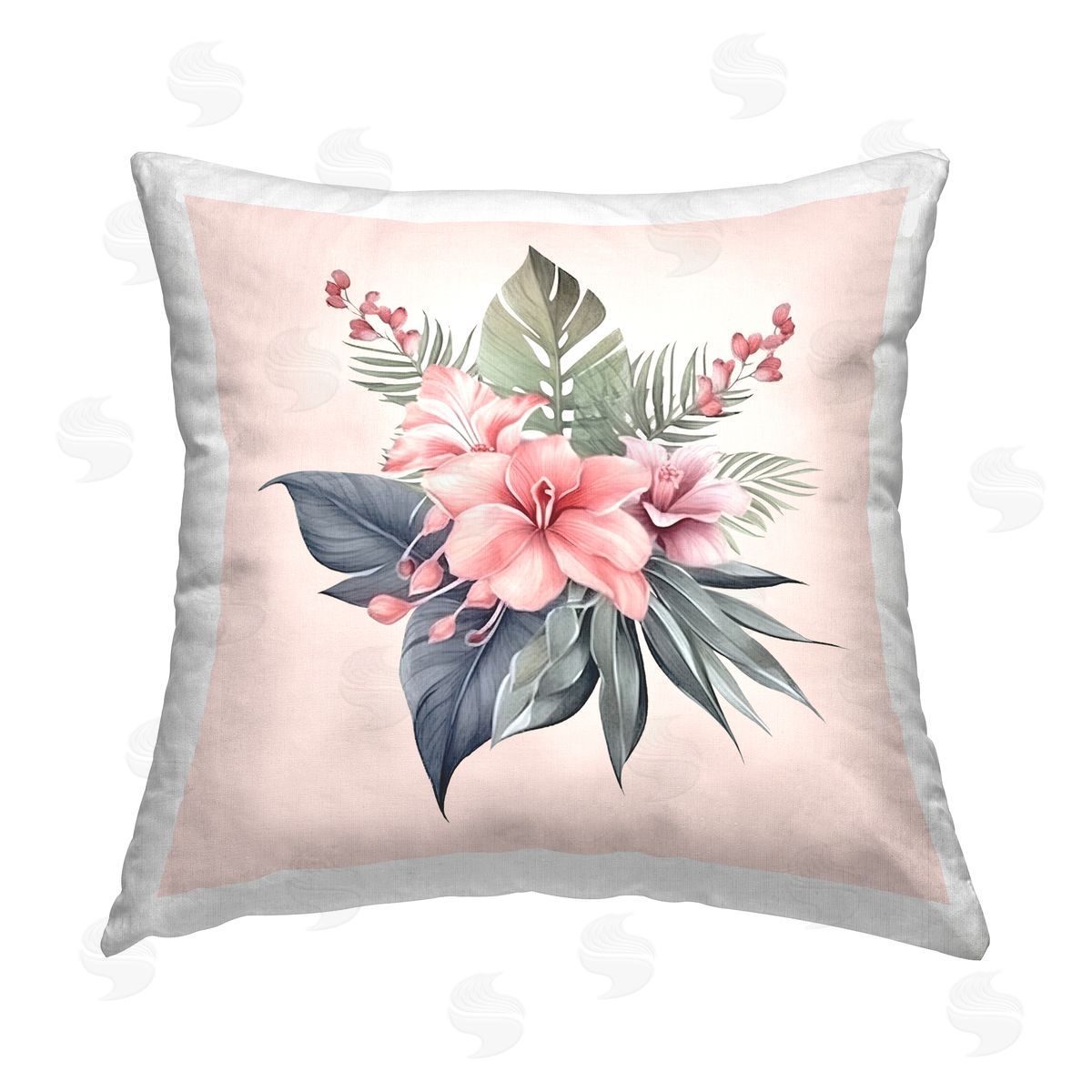 Birch & Ink Mixed Tropical Flowers Printed Plush Polyester Throw Pillow