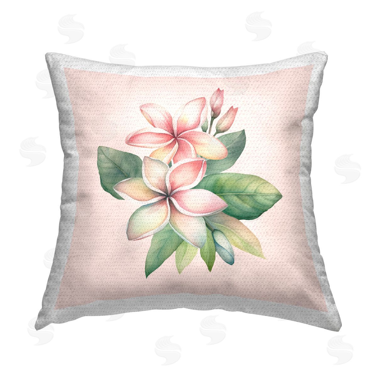 Birch & Ink Plumeria on Pink Outdoor Quick-Dry Polyester Printed Throw Pillow