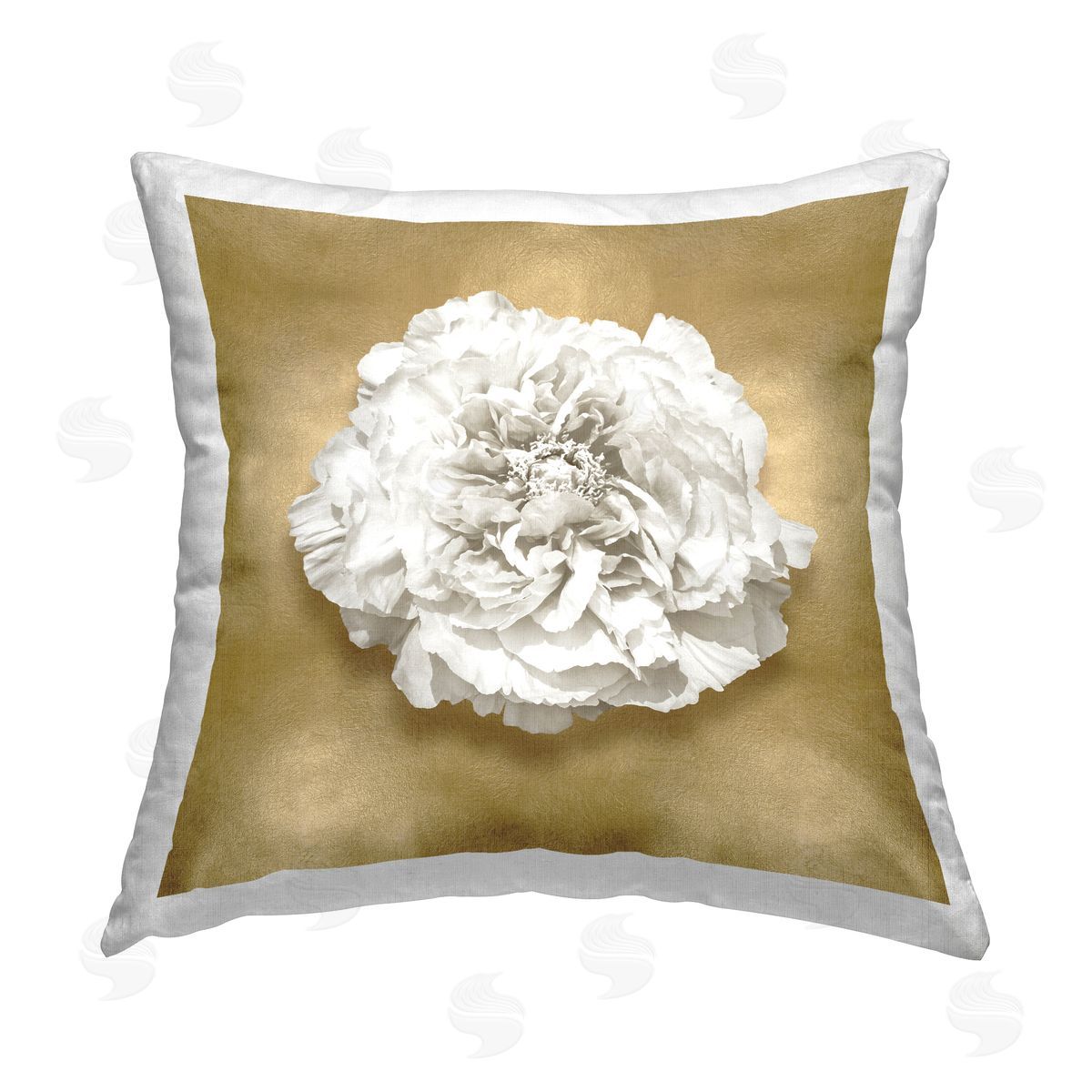 Caroline Kelly Glam & White Peony Printed Plush Polyester Throw Pillow