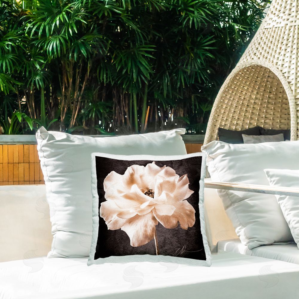 Christine Zalewski Dark Blooming Rose Outdoor Quick-Dry Polyester Printed Throw Pillow in Back Yard