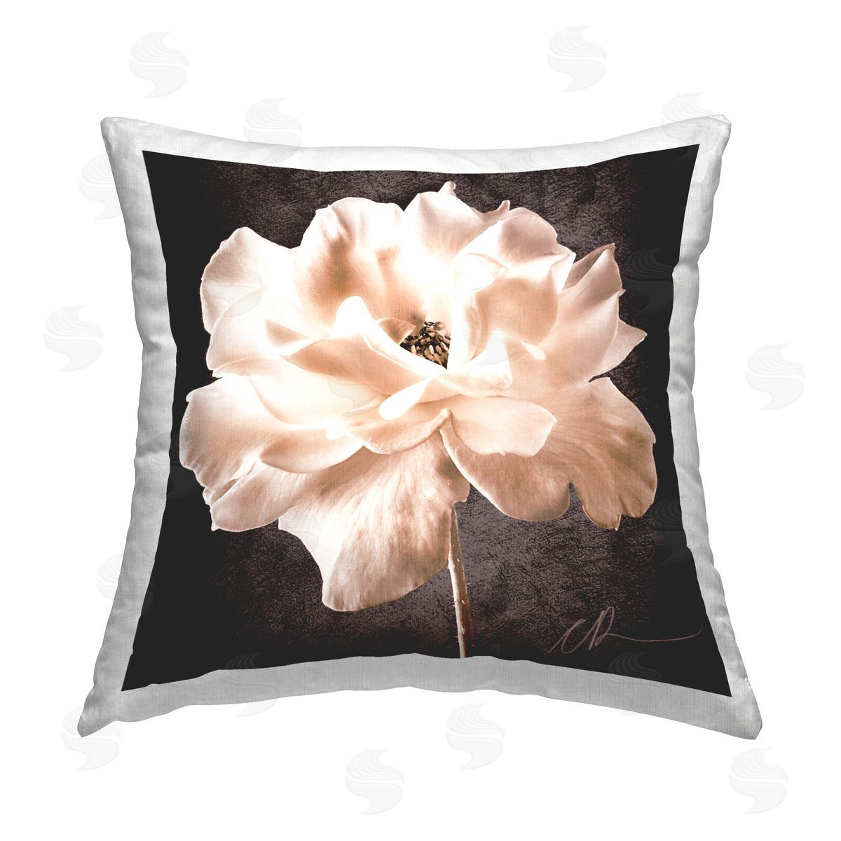 Christine Zalewski Dark Blooming Rose Printed Plush Polyester Throw Pillow