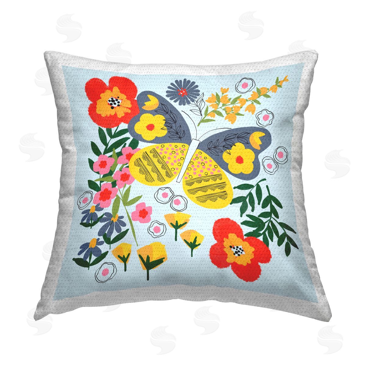 Pragya Kothari Modern Fluttering Blooms Outdoor Quick-Dry Polyester Printed Throw Pillow