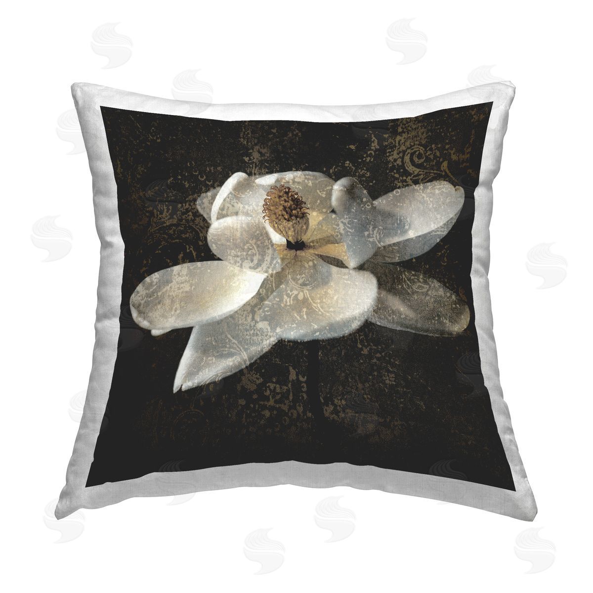 John Seba Vintage Pattern Flower Printed Plush Polyester Throw Pillow