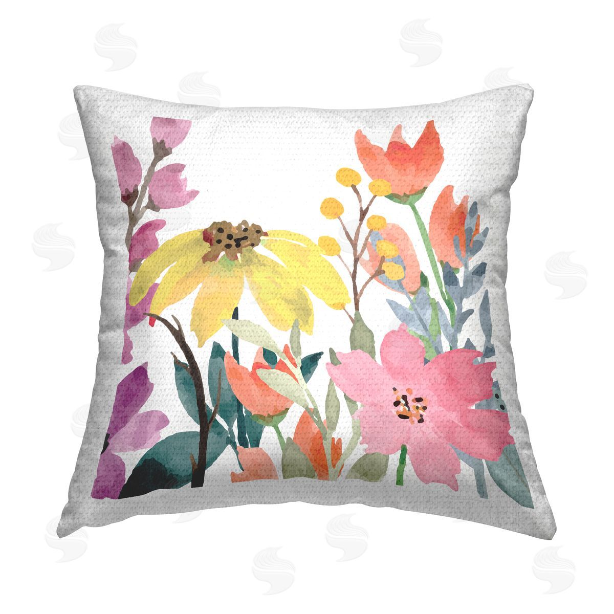 Kim Allen Mixed Vivid Wildflowers Outdoor Quick-Dry Polyester Printed Throw Pillow