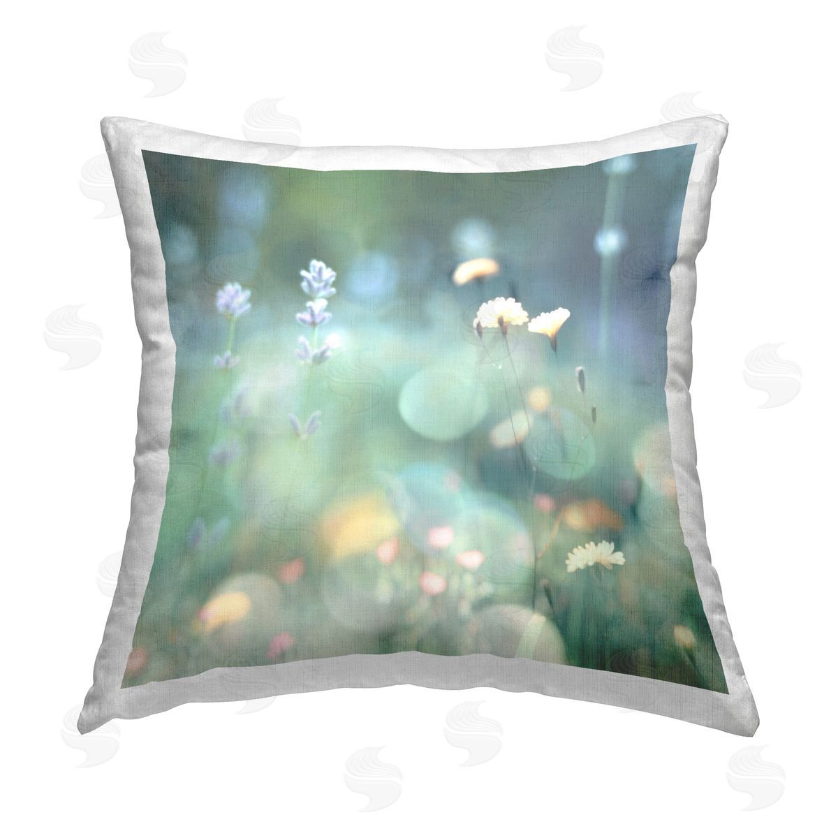 Kate Carrigan Green Wildflower Meadow Printed Plush Polyester Throw Pillow