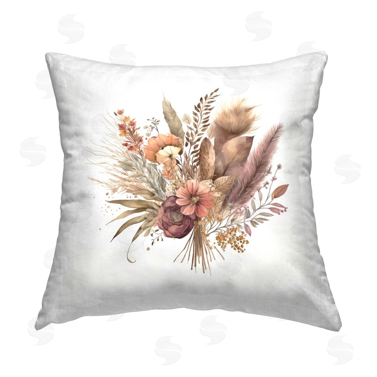 LSR Design Studio Mixed Autumnal Botanicals Printed Plush Polyester Throw Pillow