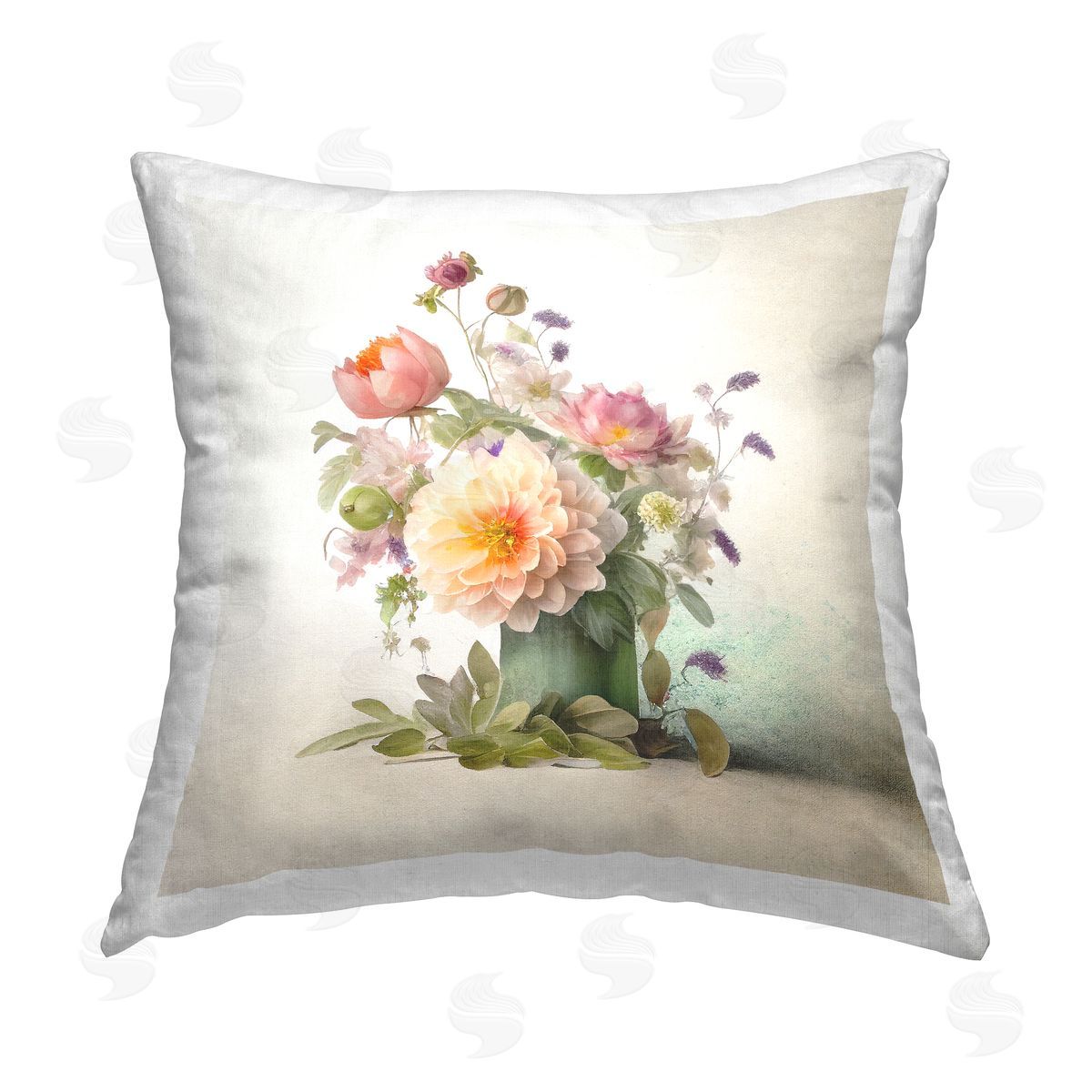 Leah McLean Mixed Dahlia Bunches Printed Plush Polyester Throw Pillow