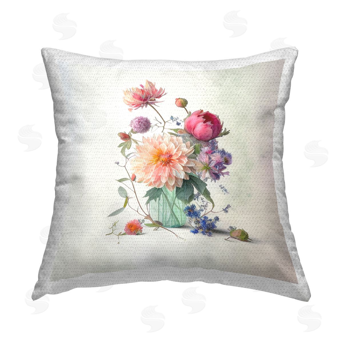 Leah McLean Mixed Dahlia Bouquet Outdoor Quick-Dry Polyester Printed Throw Pillow