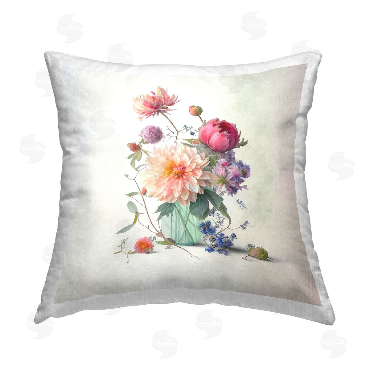Leah McLean Mixed Dahlia Bouquet Printed Plush Polyester Throw Pillow