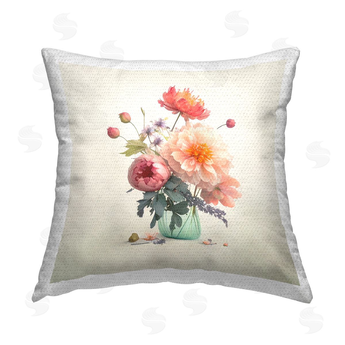Leah McLean Budding Flower Bouquet Outdoor Quick-Dry Polyester Printed Throw Pillow
