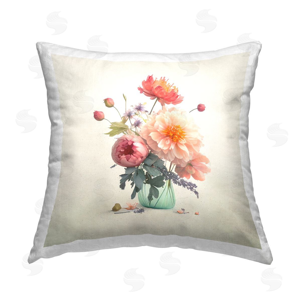 Leah McLean Budding Flower Bouquet Printed Plush Polyester Throw Pillow