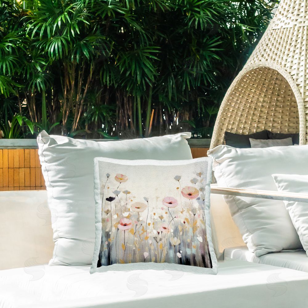 Irena Orlov Abstract Poppy Meadow Outdoor Quick-Dry Polyester Printed Throw Pillow in Back Yard