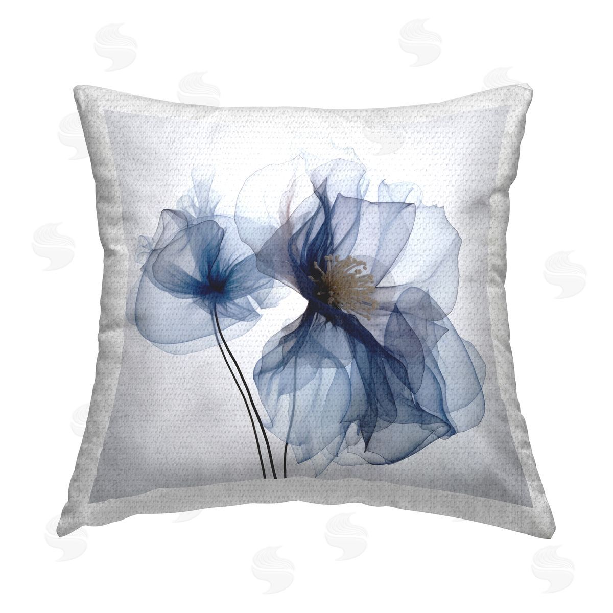 Irena Orlov Blue Modern Poppy Outdoor Quick-Dry Polyester Printed Throw Pillow