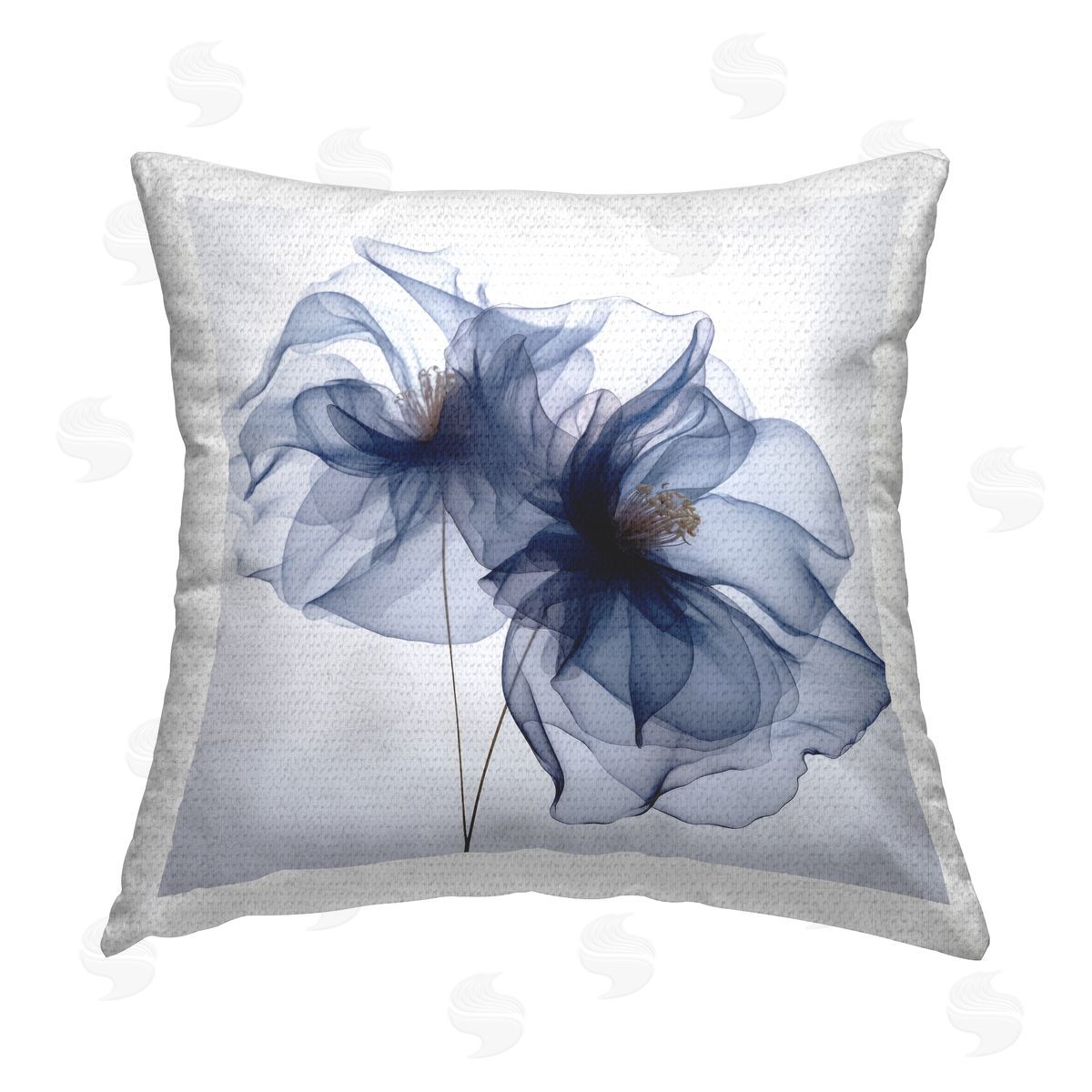 Irena Orlov Contemporary Blue Poppy Outdoor Quick-Dry Polyester Printed Throw Pillow
