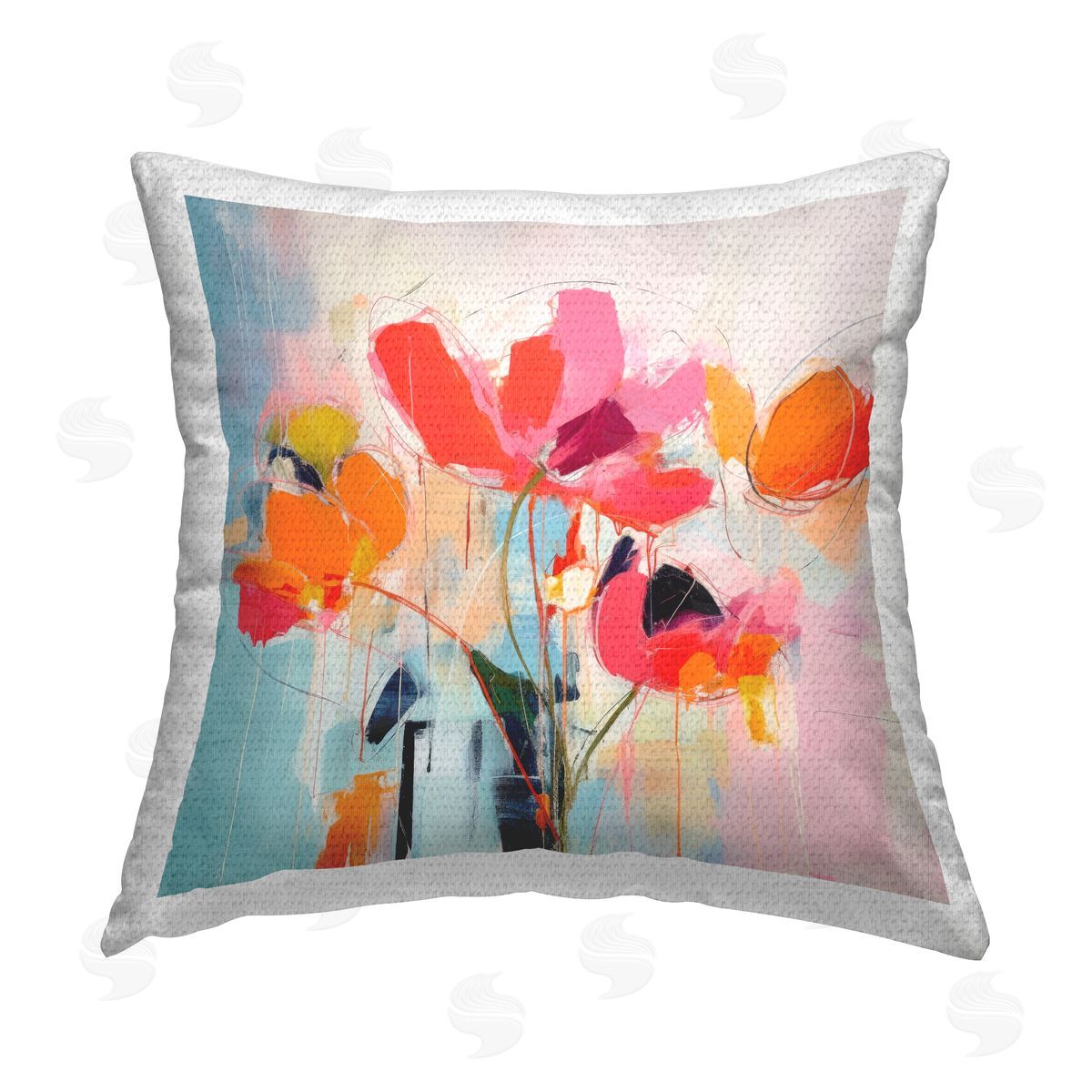 Irena Orlov Bold Abstract Flowers Outdoor Quick-Dry Polyester Printed Throw Pillow