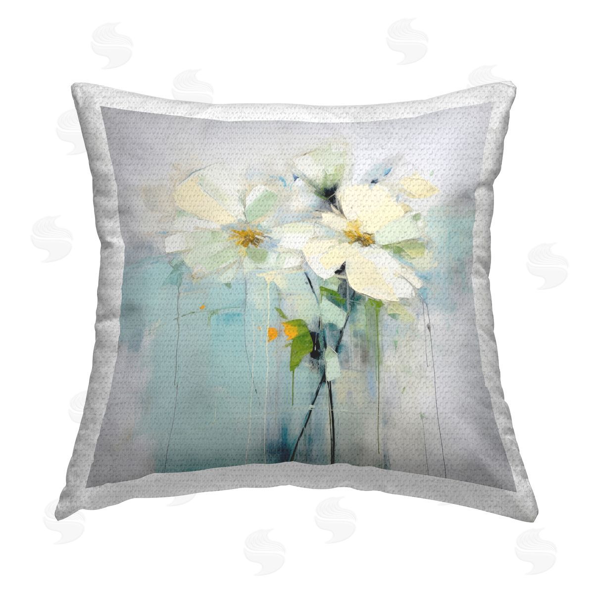 Irena Orlov Abstract White Florals Outdoor Quick-Dry Polyester Printed Throw Pillow