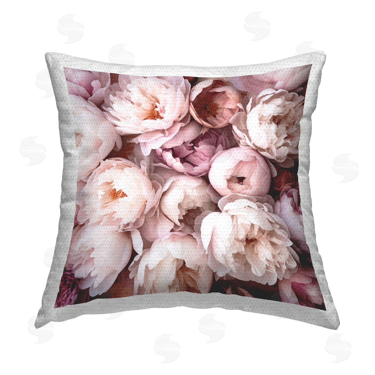 Riley B Pink Blooming Peonies Outdoor Quick-Dry Polyester Printed Throw Pillow