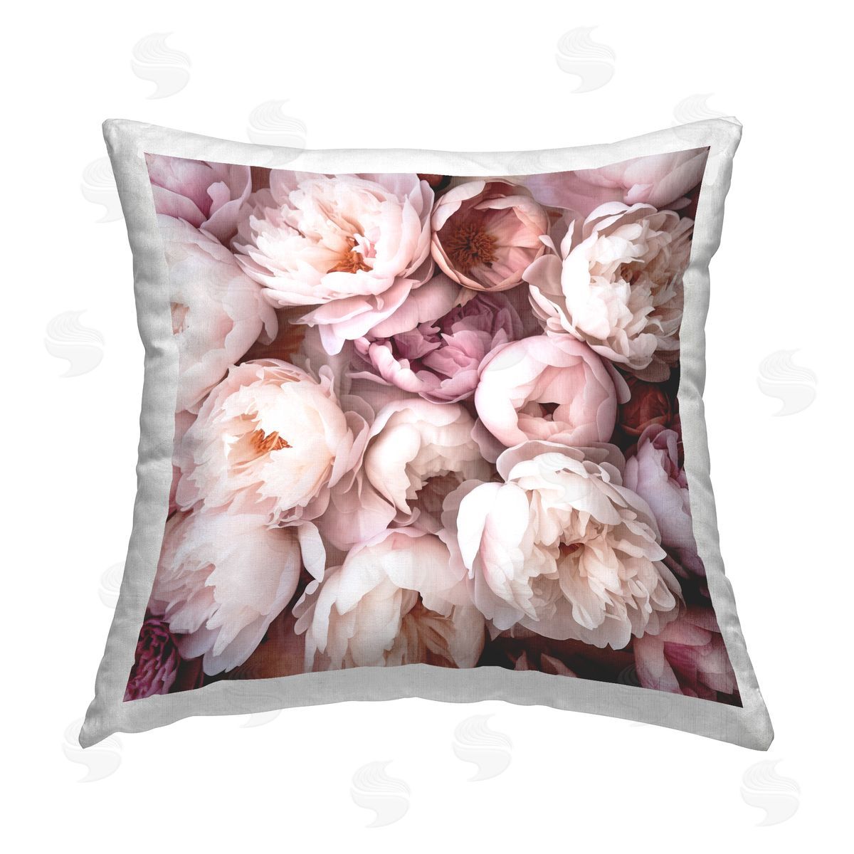 Riley B Pink Blooming Peonies Printed Plush Polyester Throw Pillow