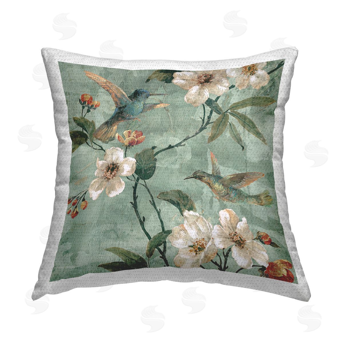 Reneé Campbell Hummingbird Floral Pattern Outdoor Quick-Dry Polyester Printed Throw Pillow