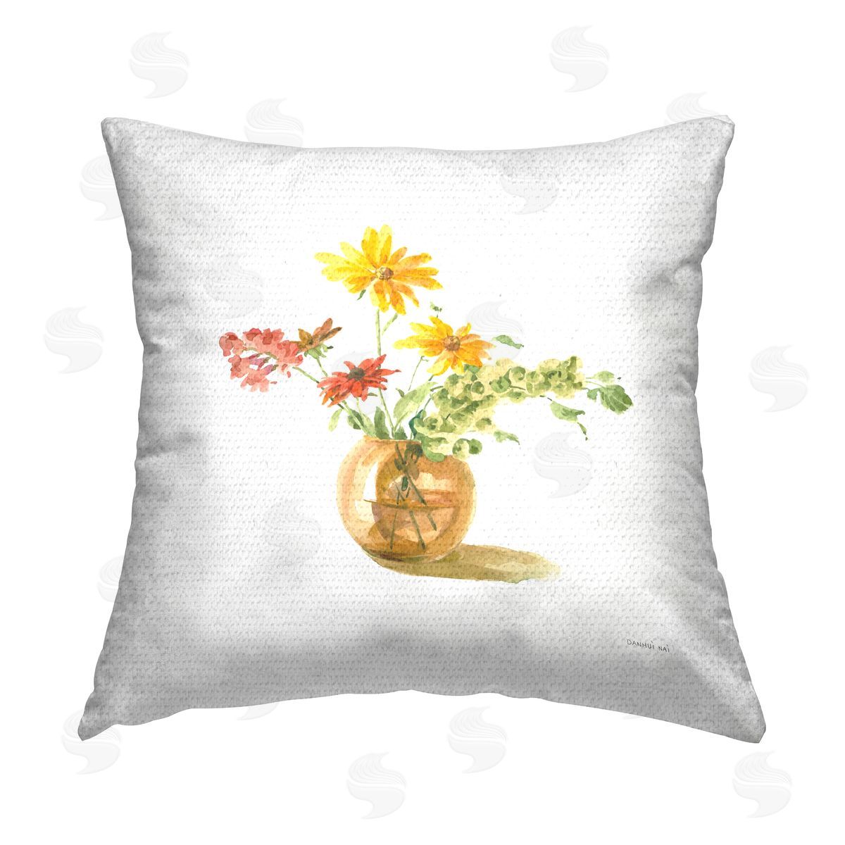 Danhui Nai Minimal Daisy Bouquet Outdoor Quick-Dry Polyester Printed Throw Pillow