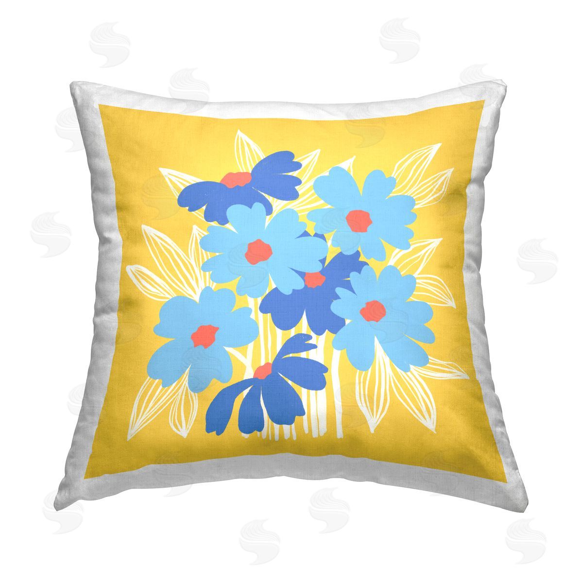 Pragya Kothari Blue Summer Blooms Printed Plush Polyester Throw Pillow