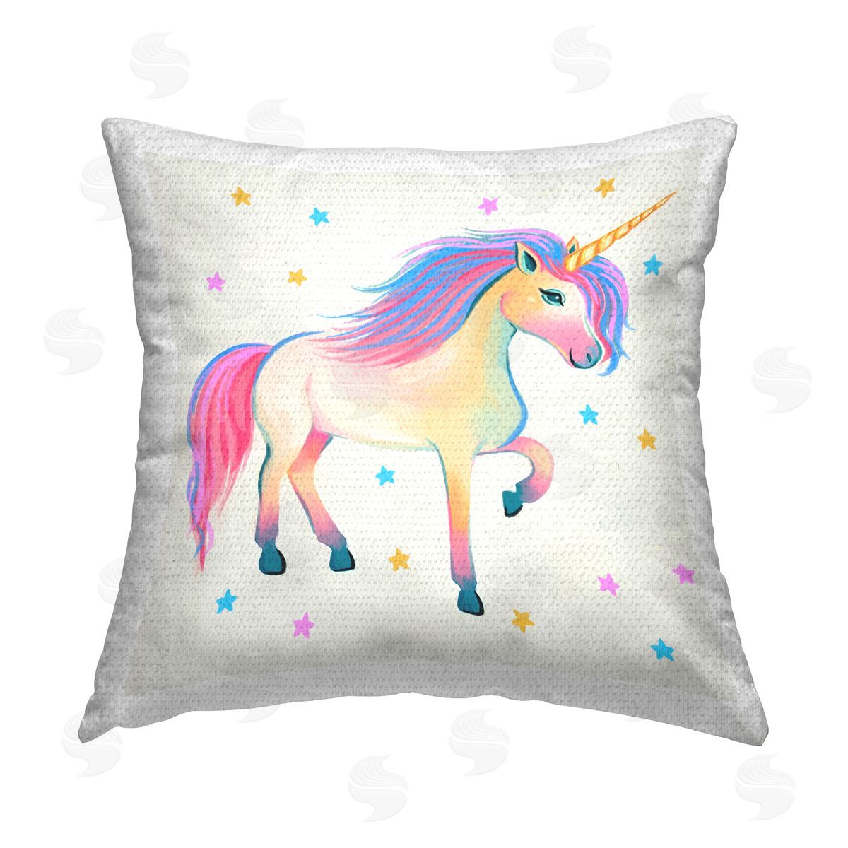Ziwei Li Unicorn with Stars Outdoor Quick-Dry Polyester Printed Throw Pillow