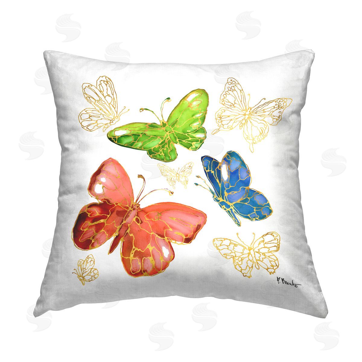 Paul Brent Glam Hued Butterflies Printed Plush Polyester Throw Pillow