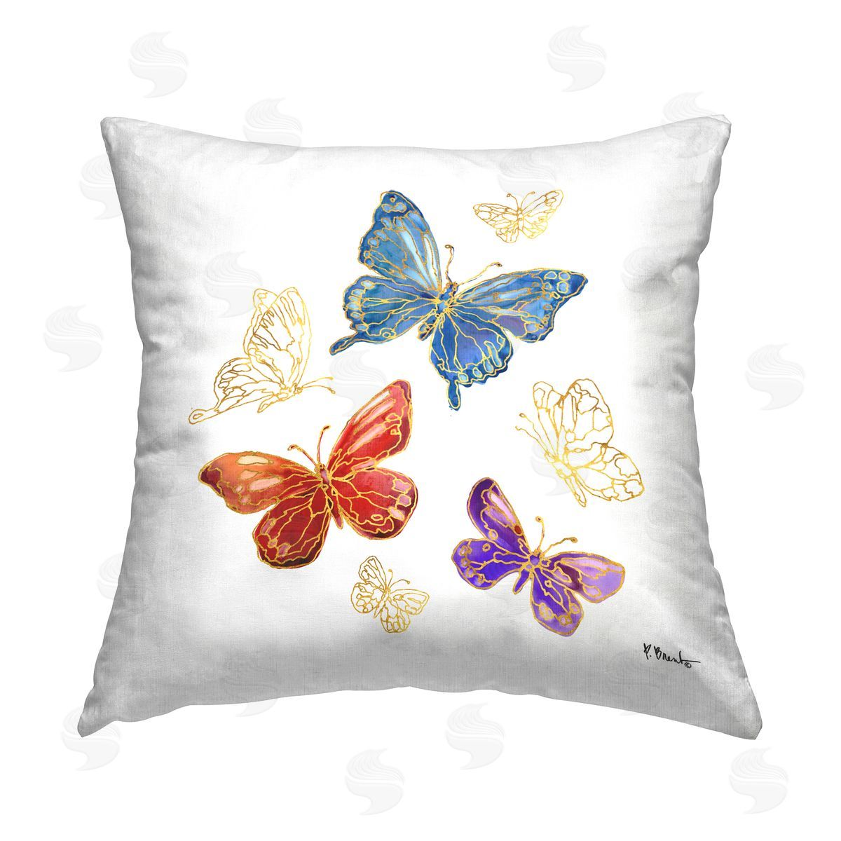 Paul Brent Mixed Glam Butterflies Printed Plush Polyester Throw Pillow