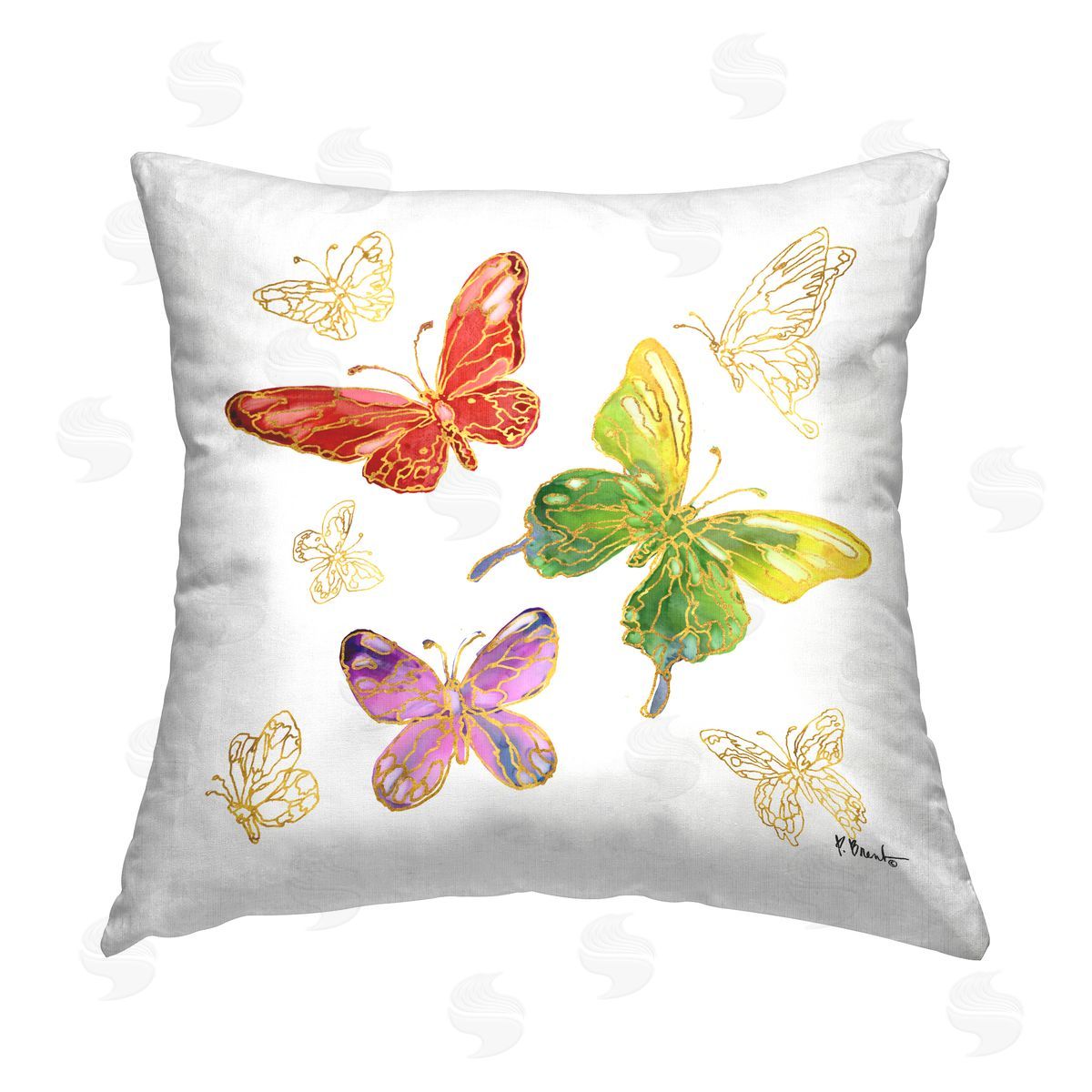 Paul Brent Glam Butterfly Shapes Printed Plush Polyester Throw Pillow
