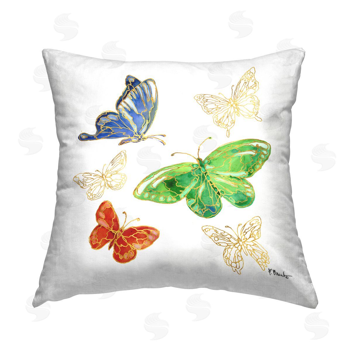 Paul Brent Varied Glam Butterflies Printed Plush Polyester Throw Pillow