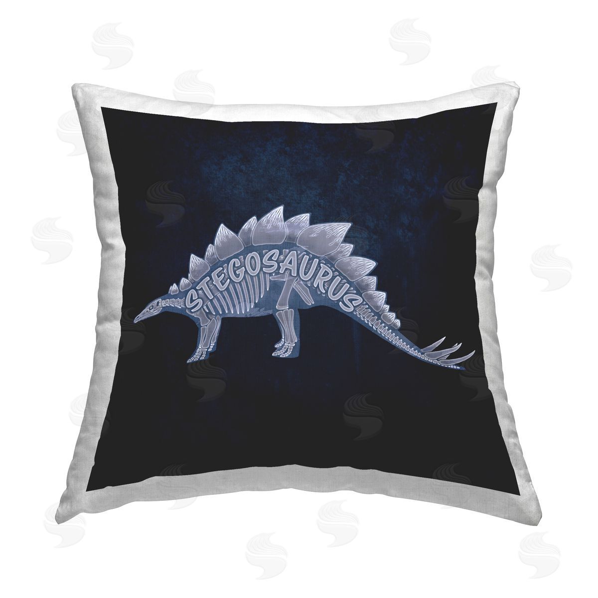 Lauren Rader Blue Stegosaurus Dinosaur Printed Plush Polyester Throw Pillow