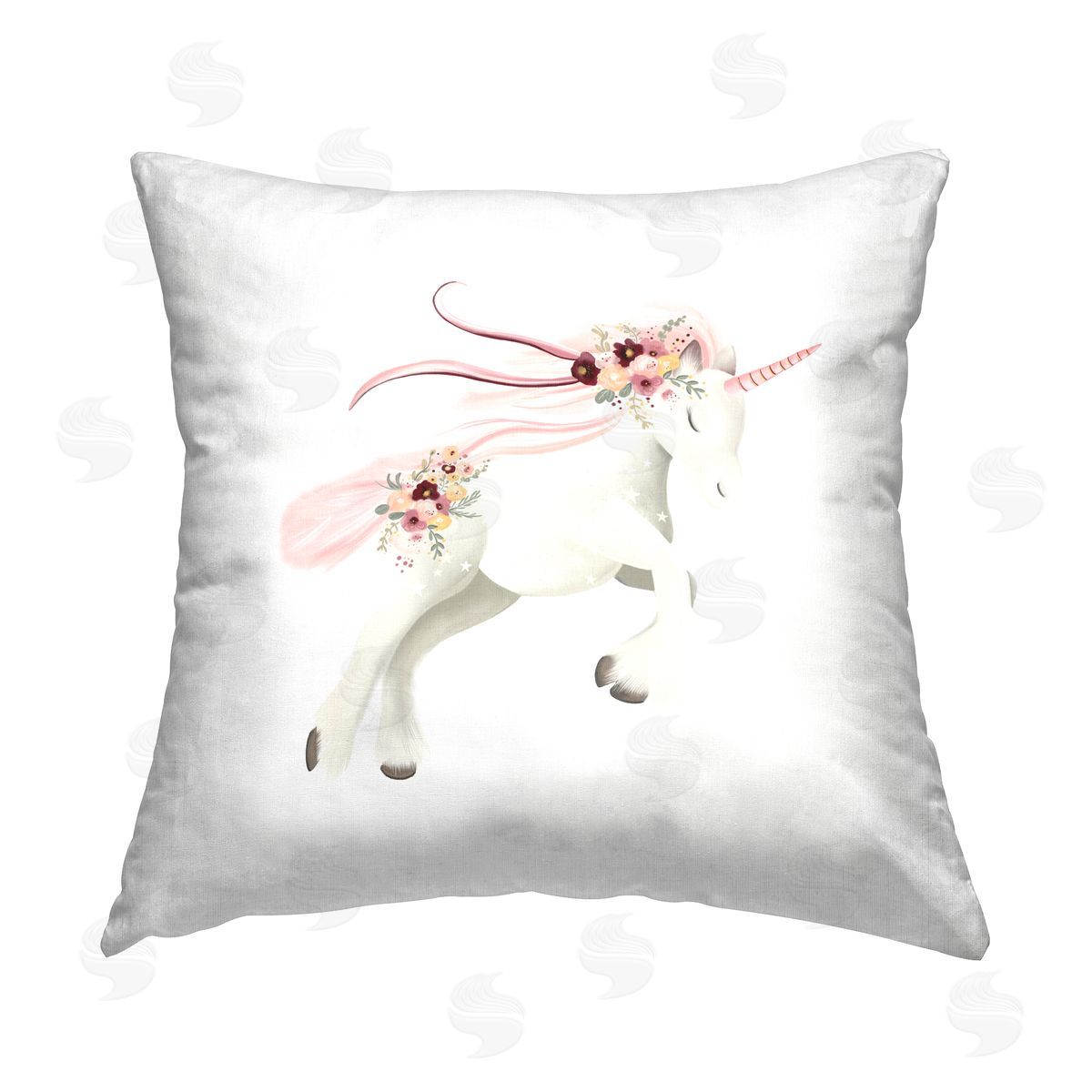 Studio Q Unicorn & Pink Florals Printed Plush Polyester Throw Pillow