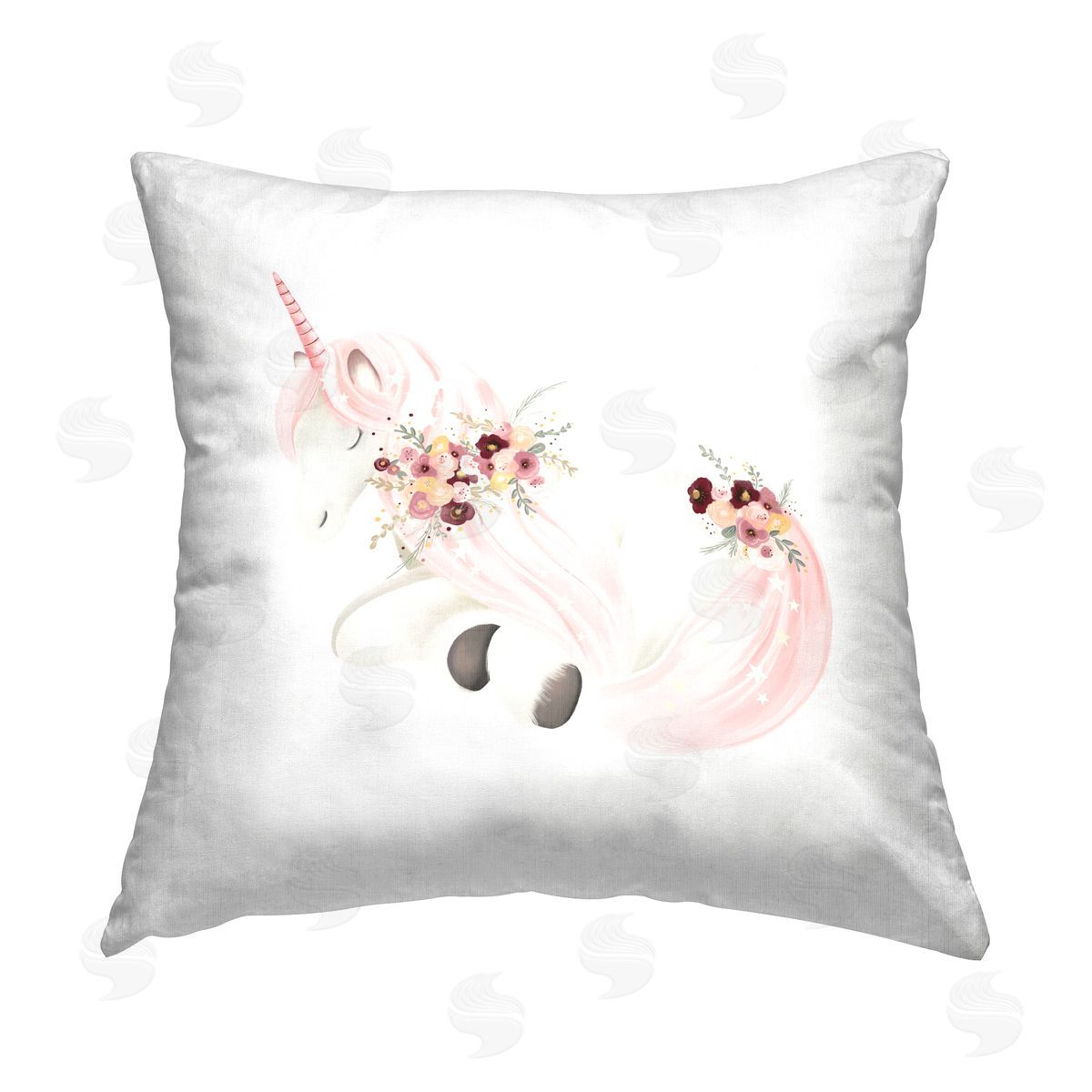 Studio Q Pink Sleeping Unicorn Printed Plush Polyester Throw Pillow
