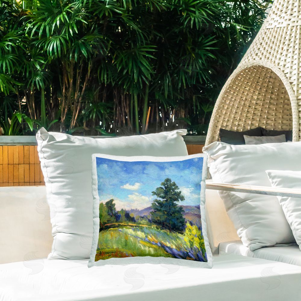 Alexi Fine Rural Nature Landscape Outdoor Quick-Dry Polyester Printed Throw Pillow in Back Yard