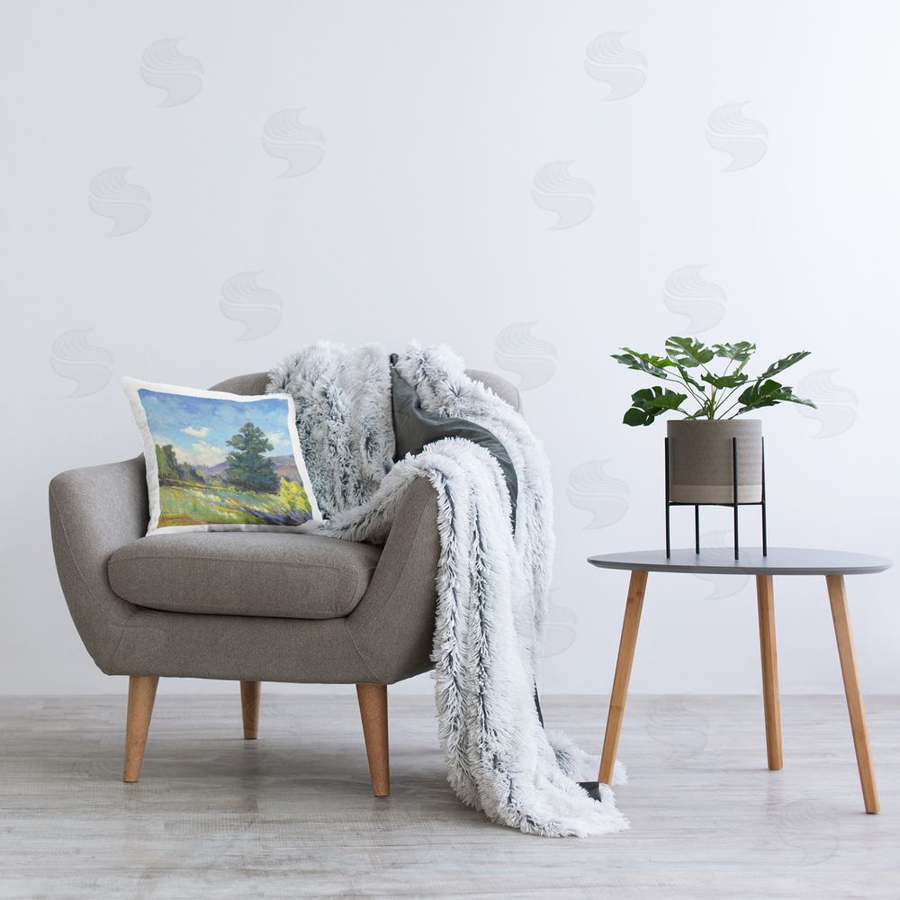 Alexi Fine Rural Nature Landscape Printed Plush Polyester Throw Pillow On Chair
