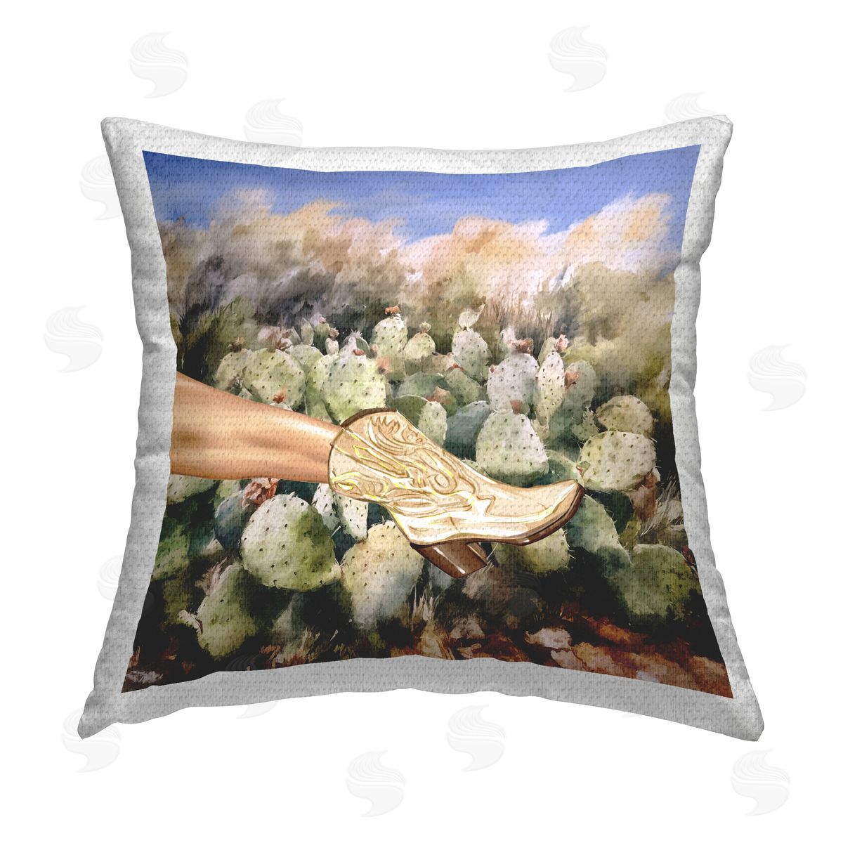Ziwei Li Cowgirl & Cactus Plants Outdoor Quick-Dry Polyester Printed Throw Pillow