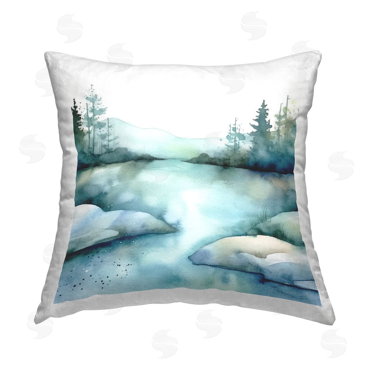Andrea Haase Blue Pond Landscape Printed Plush Polyester Throw Pillow