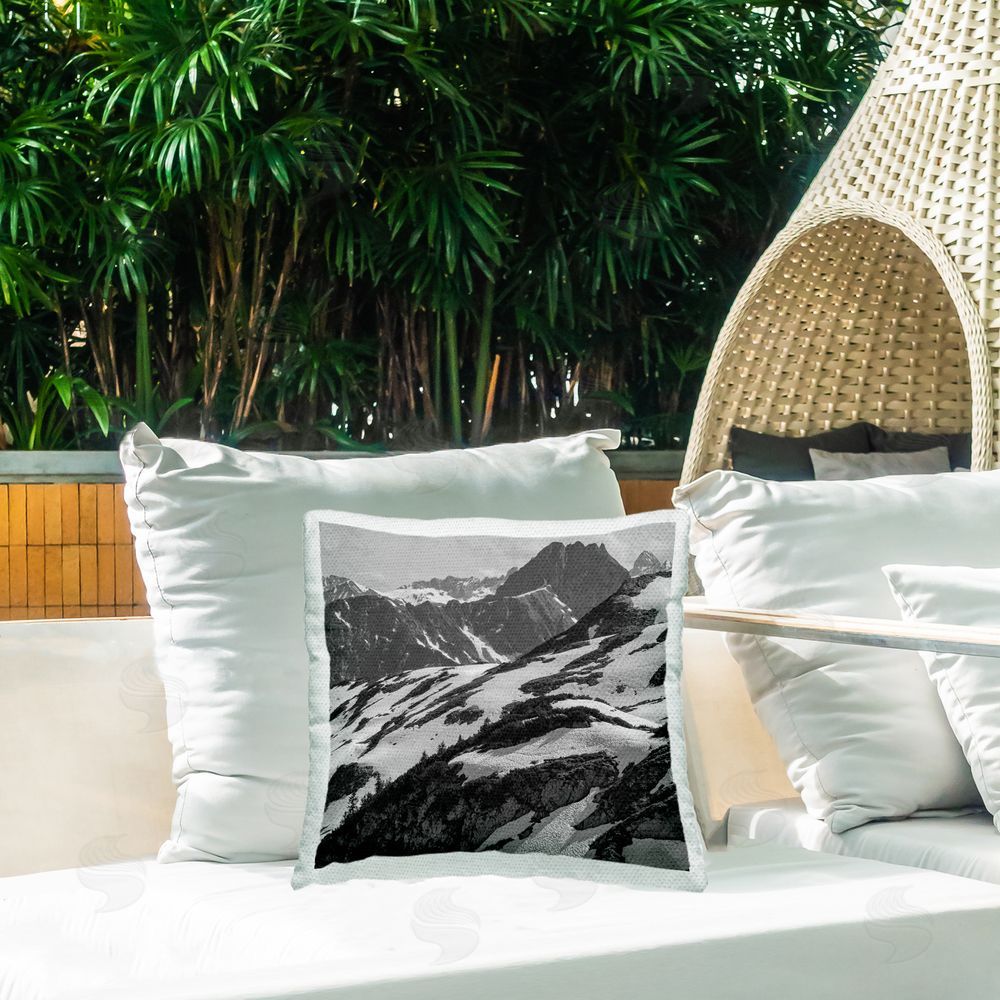 Stupell Studio Snowy Mountain Peaks Outdoor Quick-Dry Polyester Printed Throw Pillow in Back Yard