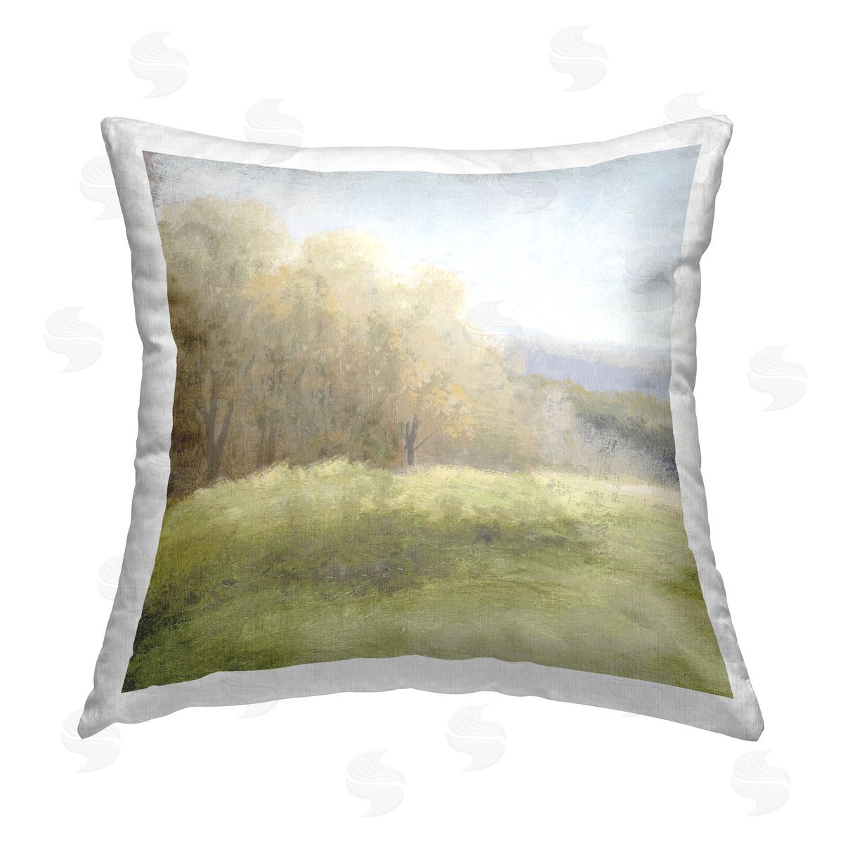 Michael Marcon Muted Country Landscape Printed Plush Polyester Throw Pillow