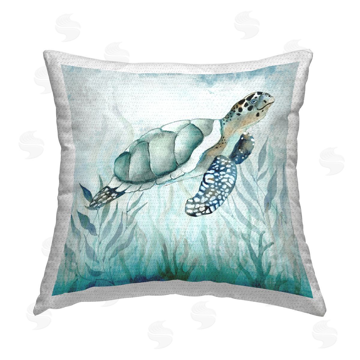 Janet Tava Sea Turtle & Seaweed Outdoor Quick-Dry Polyester Printed Throw Pillow
