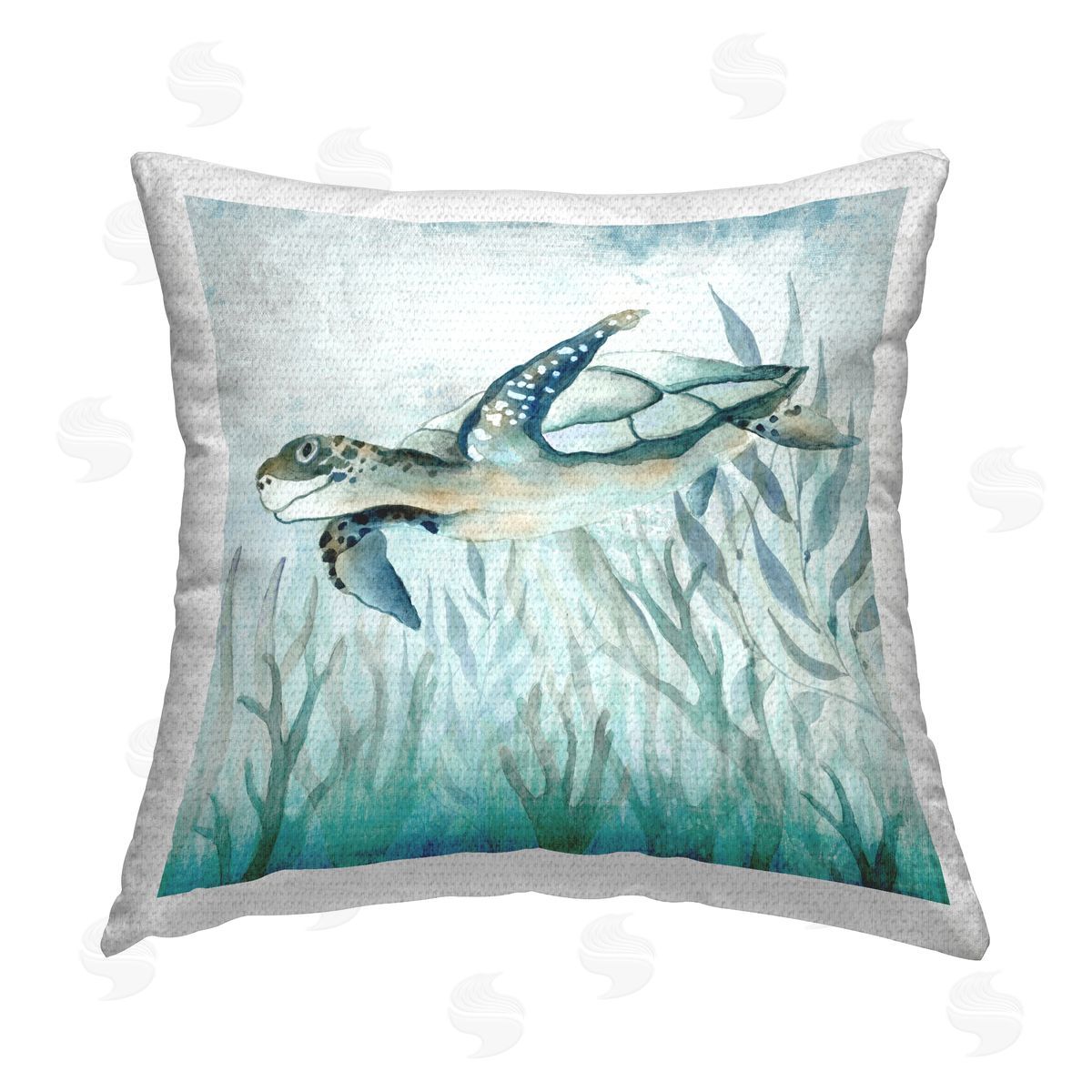 Janet Tava Sea Turtle Swimming Outdoor Quick-Dry Polyester Printed Throw Pillow