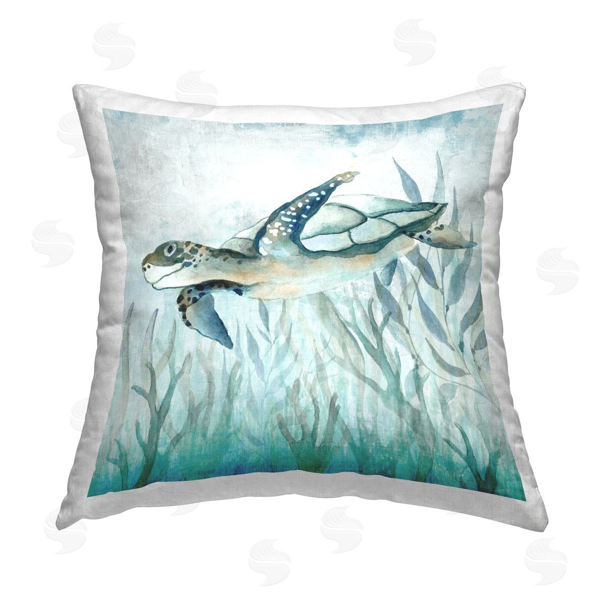 Janet Tava Sea Turtle Swimming Printed Plush Polyester Throw Pillow
