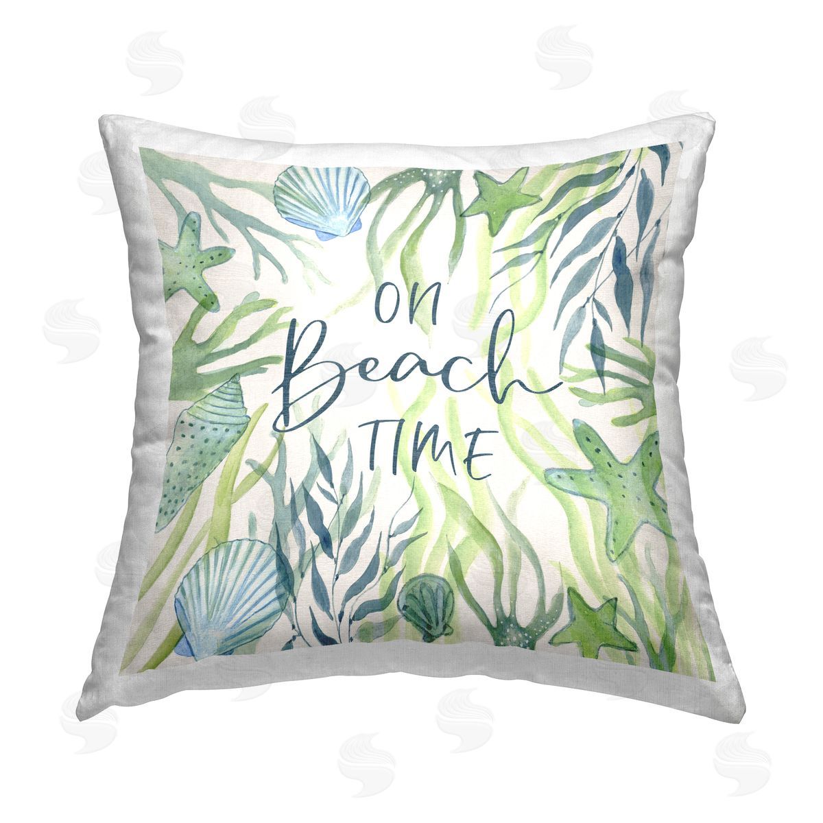 Janet Tava On Beach Time Phrase Printed Plush Polyester Throw Pillow