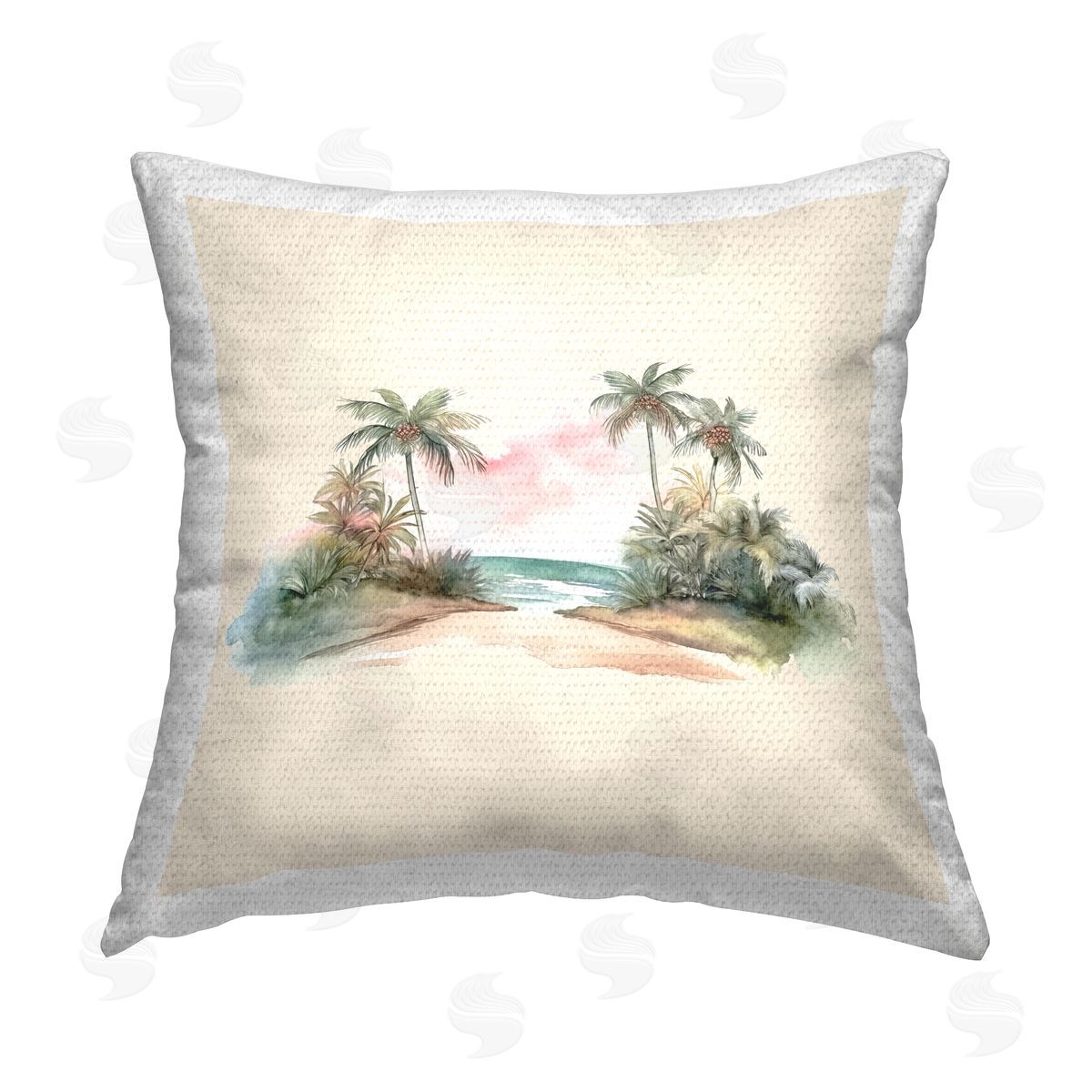 Birch & Ink Palm Tree Shoreline Outdoor Quick-Dry Polyester Printed Throw Pillow