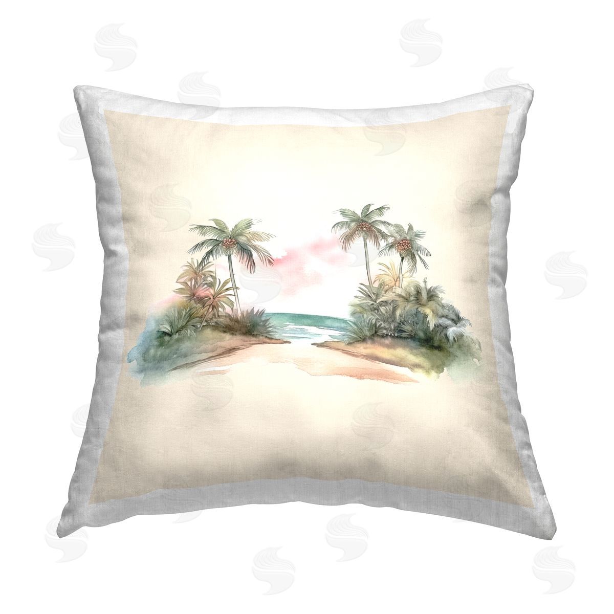 Birch & Ink Palm Tree Shoreline Printed Plush Polyester Throw Pillow