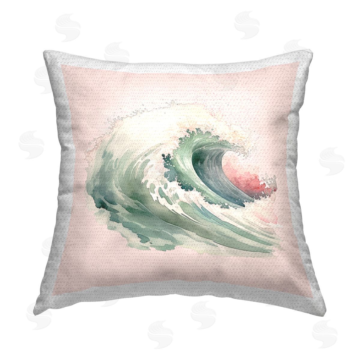 Birch & Ink Ocean Wave on Pink Outdoor Quick-Dry Polyester Printed Throw Pillow
