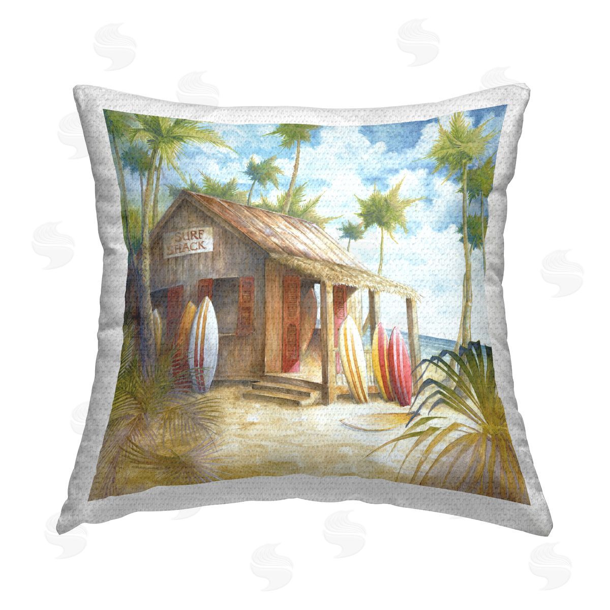 Cloverfield & Co. Tropical Surf Shack Outdoor Quick-Dry Polyester Printed Throw Pillow