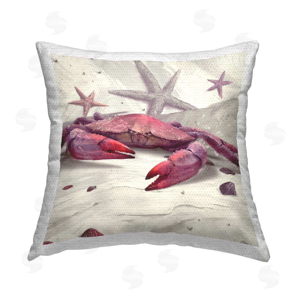 Vlad Mel Red Crab & Starfish Outdoor Quick-Dry Polyester Printed Throw Pillow