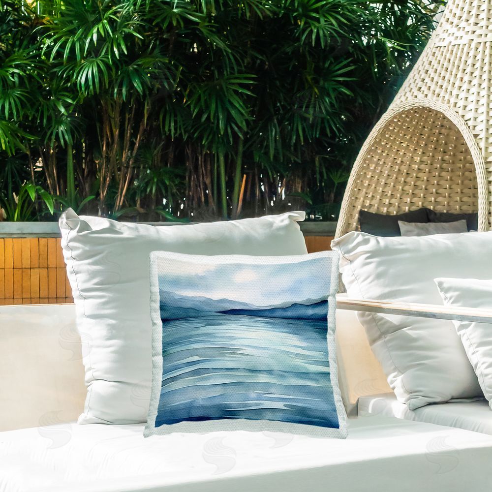 Andrea Haase Abstract Lake View Outdoor Quick-Dry Polyester Printed Throw Pillow in Back Yard