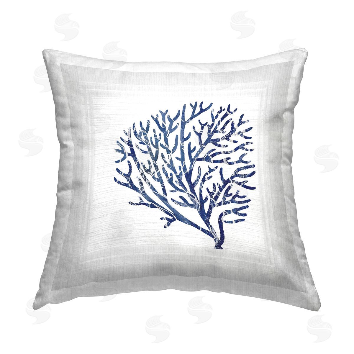 Karen Smith Simple Nautical Coral Printed Plush Polyester Throw Pillow